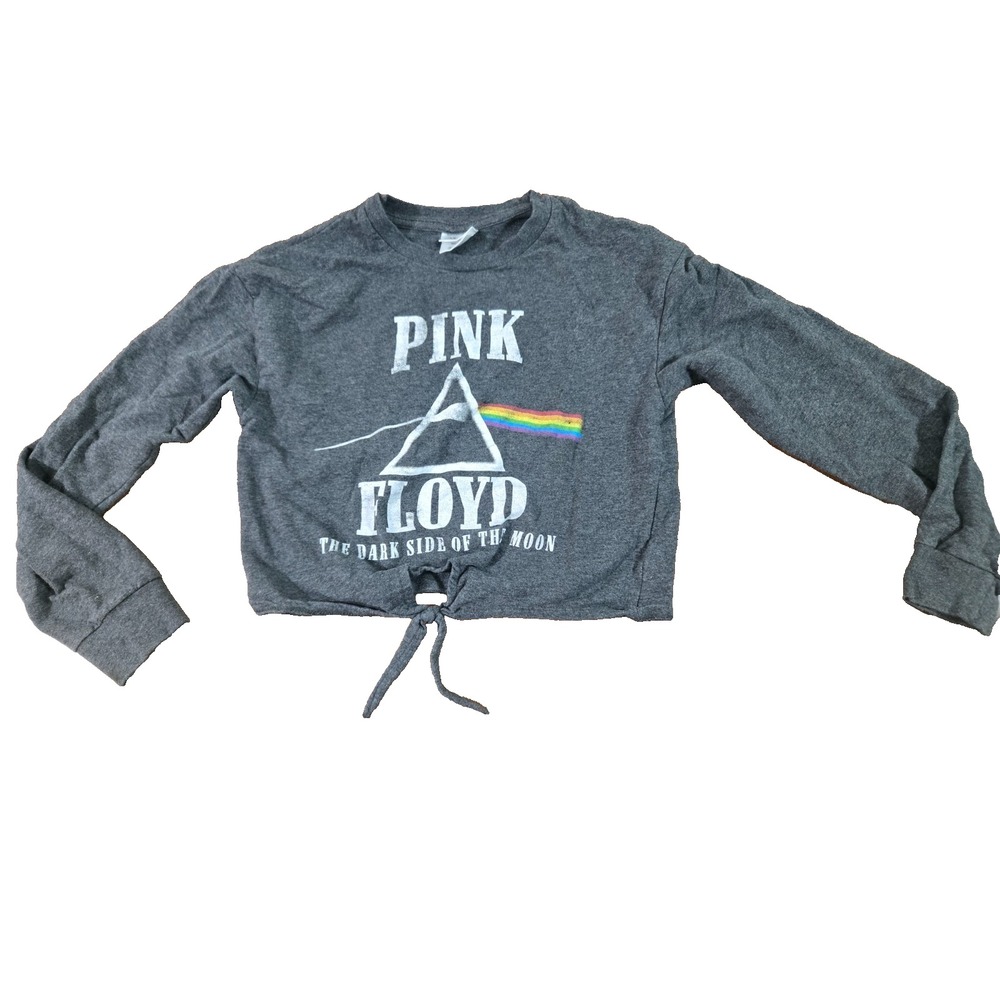 Pink Floyd‎ Dark Side of Moon Cropped Front Tie Long Sleeve Shirt Women's XS